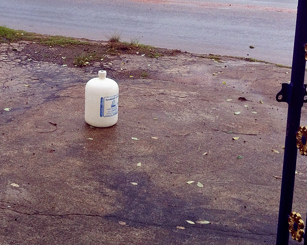 20L water jug waiting for a refill on a Thai street