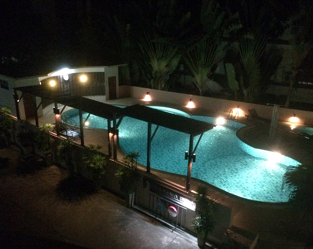 Our pool at night in Chiang Mai