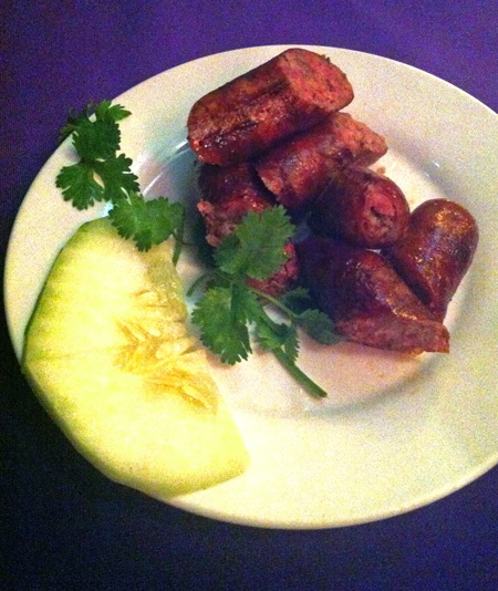 Cut Lao Sausage with Giant Cucumber