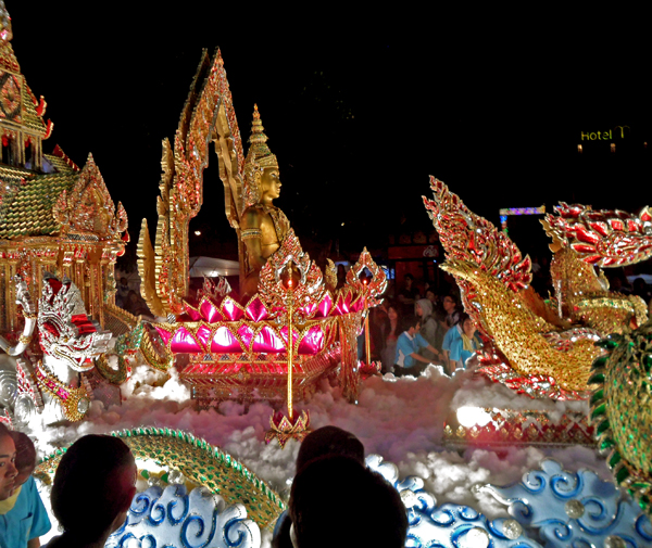 Buddha Statue on Wagon in Loi Krathong Parade