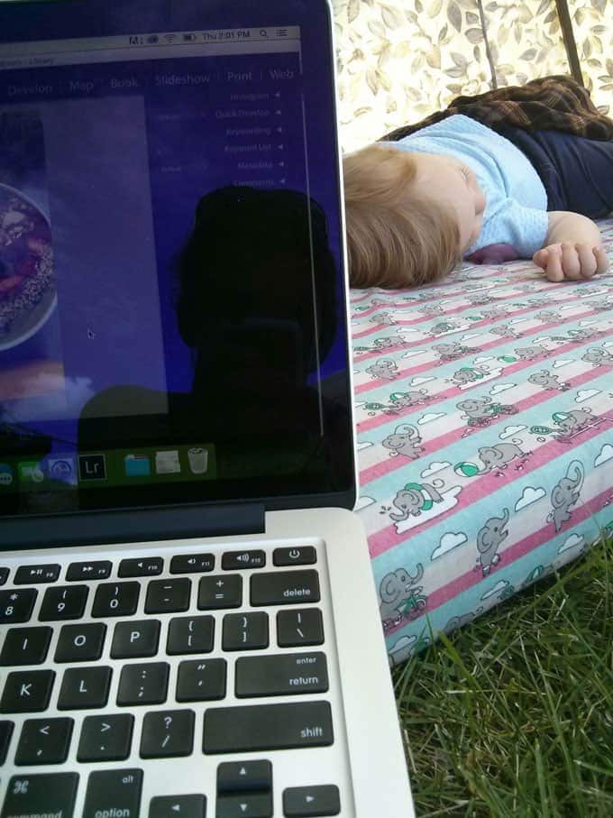 Laptop and Child Sleeping
